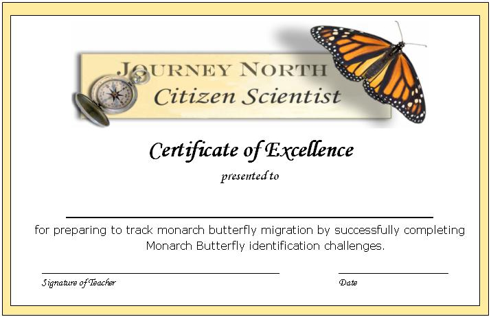 Citizen Science Certificate of Excellence: Monarch Butterfly Identification
