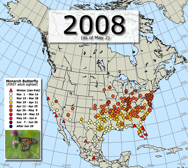 Comparing Spring Monarch Butterfly Migrations: 2009-2013
