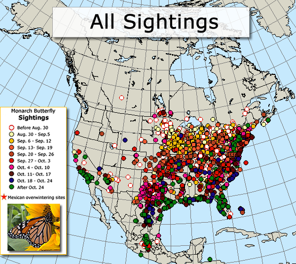 Map of All Monarch Sightings