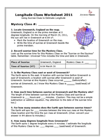 Longitude Clues Worksheet