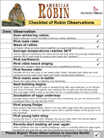 Spring phenology checklist for robin spring phenology