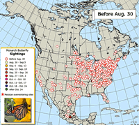 Map of All Monarch Butterfly Sightings: Fall 2010