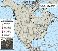 Map of Monarch Butterfly Roosts: Fall 2010 Migration
